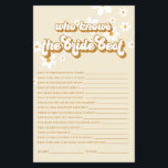 Retro Daisy Brautparty Game Flyer<br><div class="desc">Wer kennt das Bride Best Brautparty Spiel? Retro dunkles Design.</div>