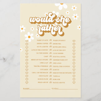 Retro Daisy Brautparty Game Flyer