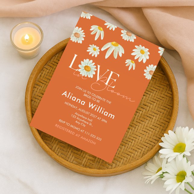 Retro Daisy Burnt Orange Bridal Dusche Einladung (Von Creator hochgeladen)
