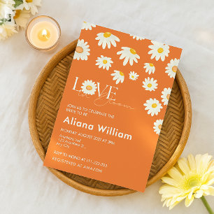 Retro Daisy Burnt Orange Bridal Dusche Einladung