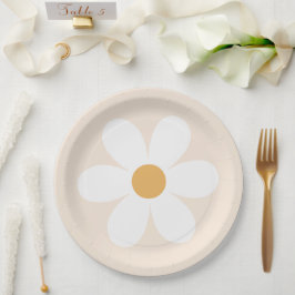 Retro daisy creme boho Papier Teller
