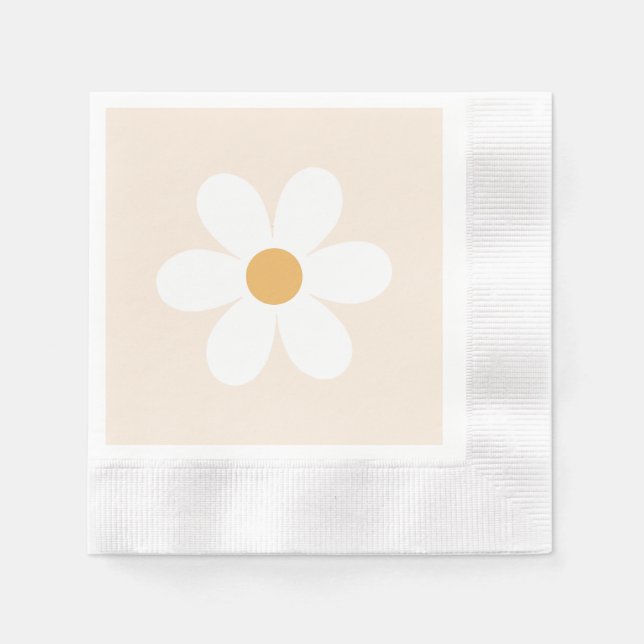 Retro daisy Creme Servietten (Vorderseite)