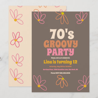 Retro Daisy Doodle Groovy Bohemisch Geburtstag Einladung