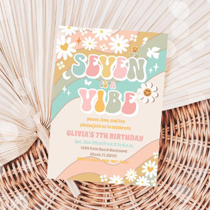 Retro-Daisy-Einladung zum 7. Geburtstag Einladung