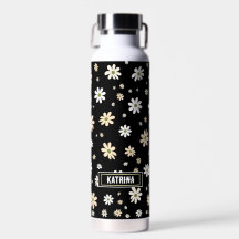 Retro Daisy floral Muster Boho Personalisiert Blac