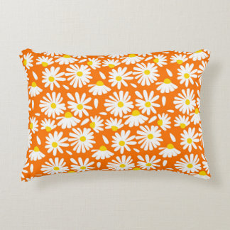 Retro daisy floral: orange Vintag. Dekokissen