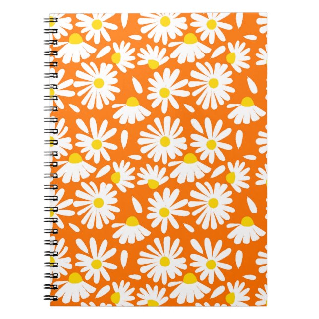 Retro daisy floral: orange Vintag. Notizblock (Vorderseite)
