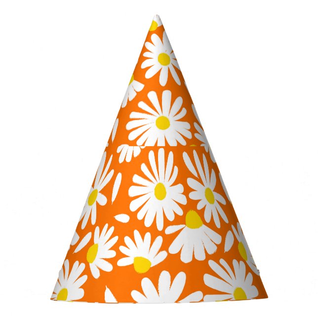Retro daisy floral: orange Vintag. Partyhütchen (Vorderseite)