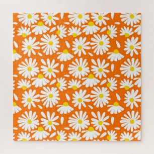 Retro daisy floral: orange Vintag. Puzzle
