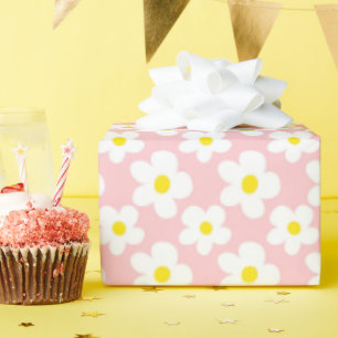 Retro Daisy Floral und Peach Geschenkpapier