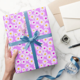 Retro Daisy Florals auf rosa Wrapping Paper Geschenkpapier