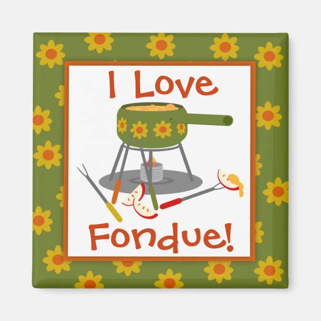Retro Daisy Fondue Pot I Liebe Fondue Magnet (Vorne)