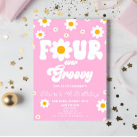 Retro Daisy Four Ever Groovy 4th Birthday Party