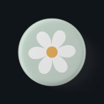 Retro daisy green boho button<br><div class="desc">Retro inspirierte den ersten Geburtstagsknopf mit den 70er-Jahren-Stilrichtungen und boho-Schriftart und Farben.</div>