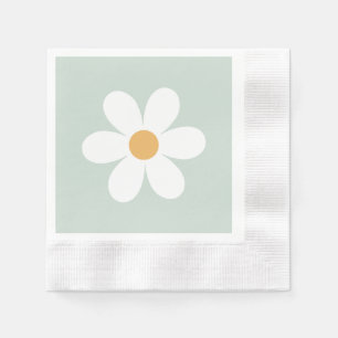 Retro daisy green boho serviette