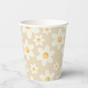 Retro Daisy Groovy Boho Paper Cup 8oz Floral Par Pappbecher