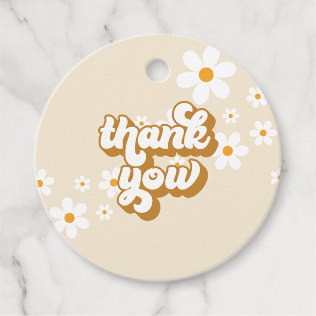 Retro Daisy Groovy Brautparty Geschenkanhänger (Vorderseite)