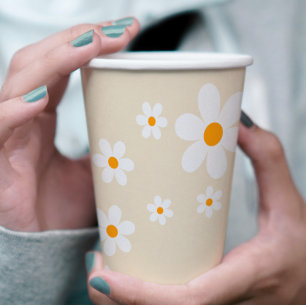 Retro Daisy Groovy Brautparty Pappbecher