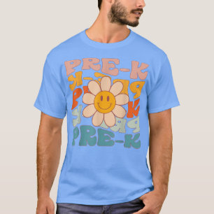 Retro Daisy Groovy Colorful PreK Teacher Student F T-Shirt