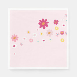 Retro Daisy Groovy Pink Brautparty Serviette