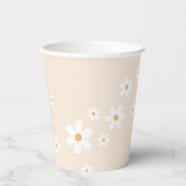 Retro Daisy Groovy tan Paper Cups Pappbecher
