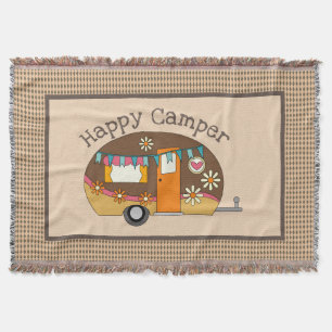 Retro Daisy Happy Camper Decke