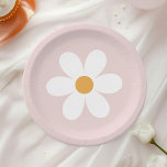 Retro daisy hellrosa boho pappteller<br><div class="desc">Retro inspirierte Teller zum ersten Geburtstag Party hellrosa mit den 70er Jahren Stil-Gängen und boho Schriftart und Farben.</div>