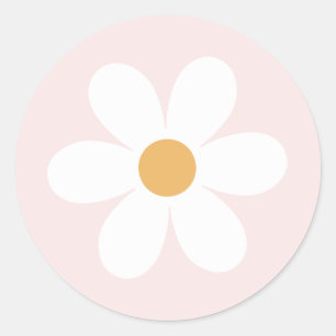 Retro daisy hellrosa boho runder aufkleber