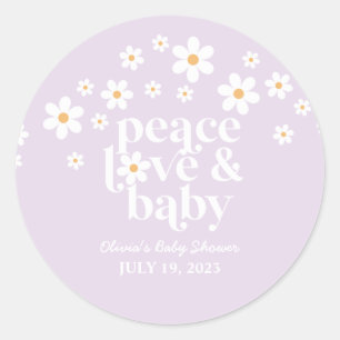 Retro Daisy lavender boho Peace Liebe Babydusche Runder Aufkleber
