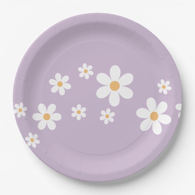 Retro Daisy lila Floral Paper Teller (Vorderseite)
