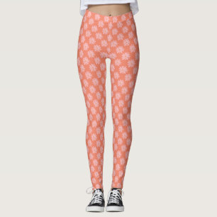 Retro Daisy Muster Coral Peach BOHO Chic Leggings