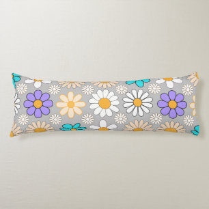 Retro Daisy Muster Simple.01. Gray BG Seitenschläferkissen