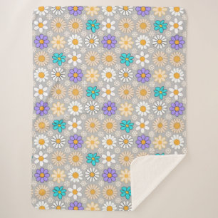 Retro Daisy Muster Simple.01. Gray BG Sherpadecke