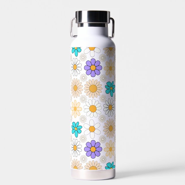 Retro Daisy Muster Simple.01. Kein BG Trinkflasche (Vorne)
