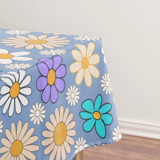 Retro Daisy Muster Simple.01. L Blue BG Tischdecke (Beispiel)