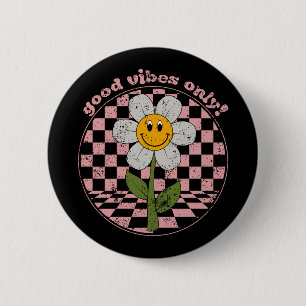 Retro Daisy   Nur gute Vibes Button