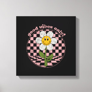 Retro Daisy   Nur gute Vibes Leinwanddruck