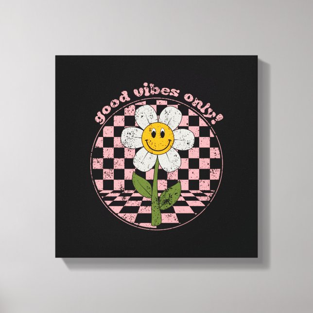 Retro Daisy | Nur gute Vibes Leinwanddruck (Vorderseite)