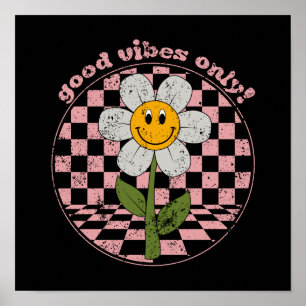 Retro Daisy   Nur gute Vibes Poster
