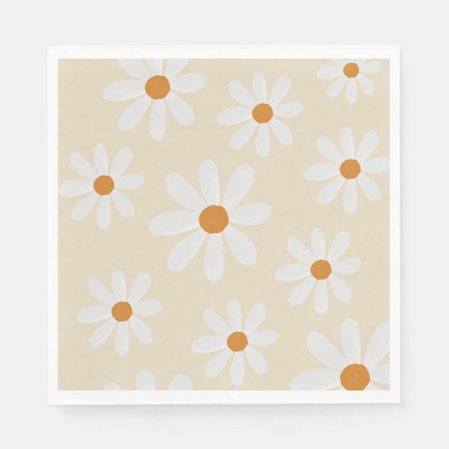 Retro Daisy Party Napkin Serviette (Vorderseite)