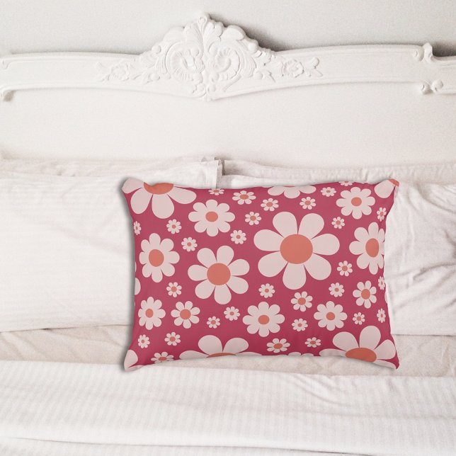 Retro Daisy Pattern Kissenbezug (Retro groovy daisy pattern pink and orange pillow case)