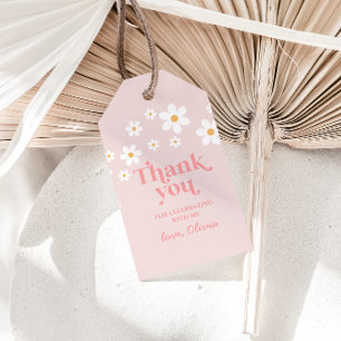 Retro Daisy Pink boho vielen Dank Geschenkanhänger