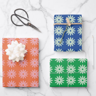 Retro Daisy Print Geschenkpapier Set