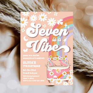 Retro-Daisy-Regenbogen-Geburtstagseinladung Einladung