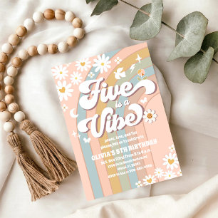 Retro-Daisy-Regenbogen-Geburtstagseinladung Einladung