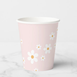 Retro Daisy Rosa Babyparty-Papierbecher Pappbecher