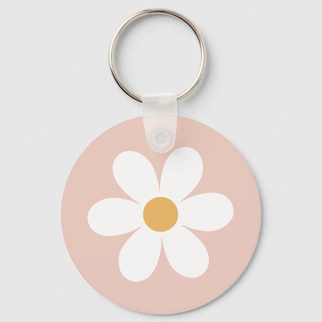 Retro daisy rosa boho schlüsselanhänger (Vorderseite)