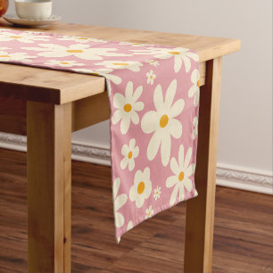 Retro daisy rosa boho wüstenrosa kurzer tischläufer
