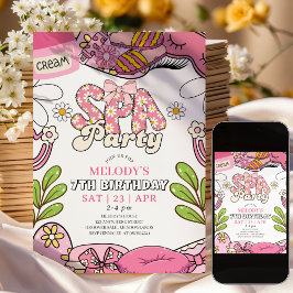 Retro Daisy Spa Party Birthday Invitation Einladung