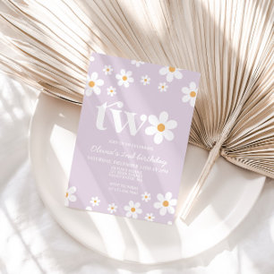 Retro Daisy Two floral 2. Geburtstag Einladung